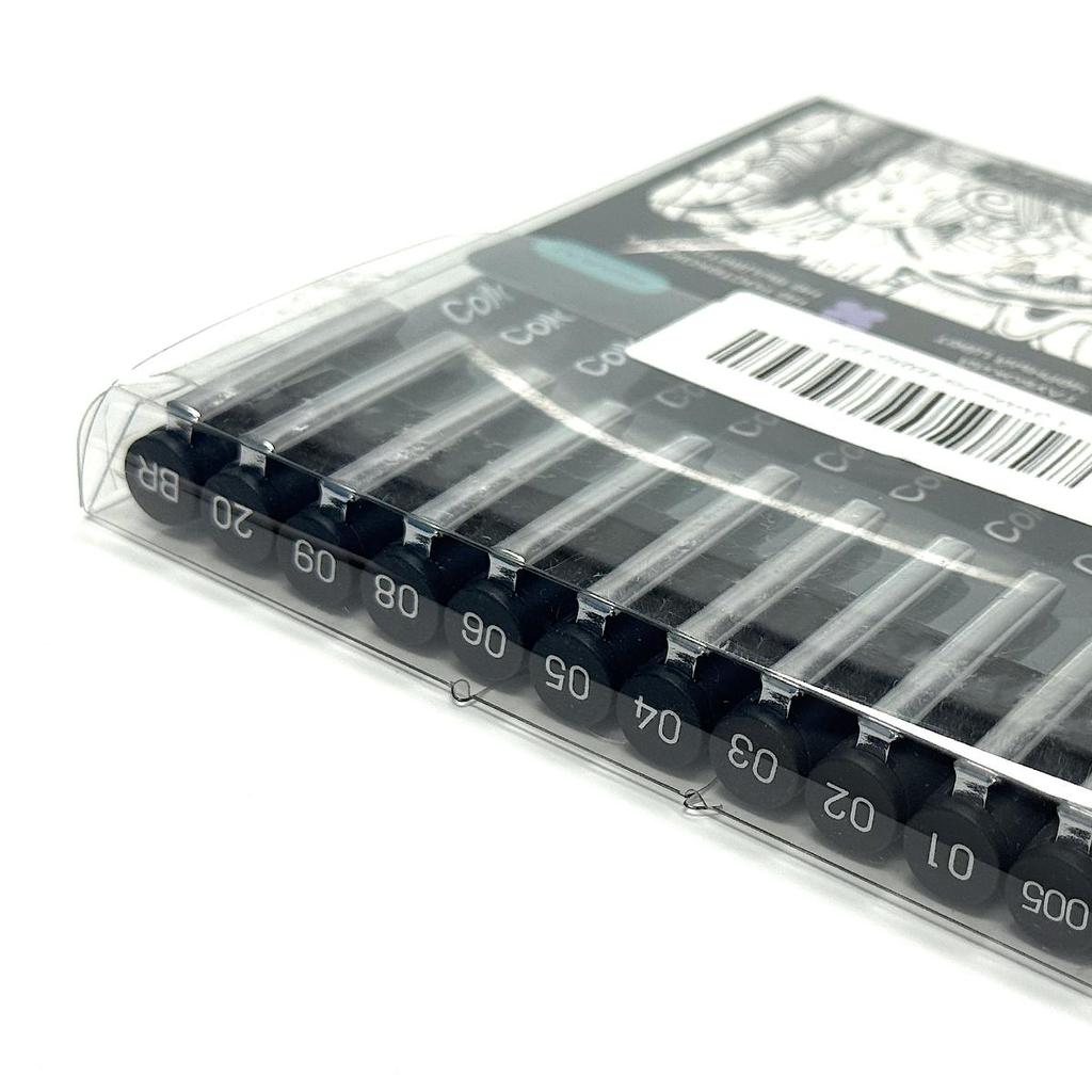 Professional Black Fineliner Pens Set - 12 Sizes (0.03mm - 2.0mm) - Archival Ink for Drawing & Sketching