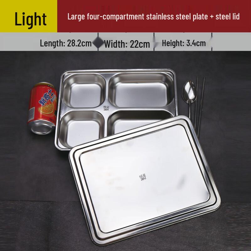 

Stainless Steel 5-Compartment Lunch Tray with Lid (2-Pack)