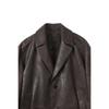 Customellow Oversized Fit Vegetable Leather Blazer Jacket Brown Cwjaa25511brx