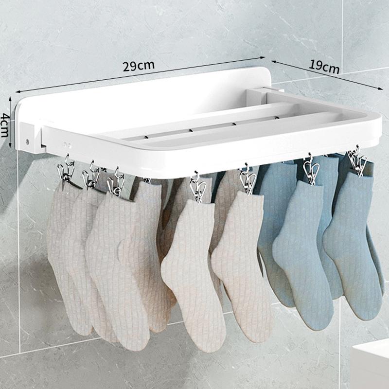Laundry Organizer 12/20/26 Hooks Shelf Bra Underwear Fixed Wall Mounted Socks Clips Aluminium Alloy No Drilling Black