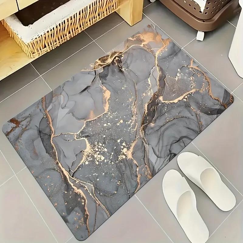 Marble Print Kitchen Runner Rug Anti-slip Oil-proof Stain Resistant Washable Floor Mat for Kitchen Sink