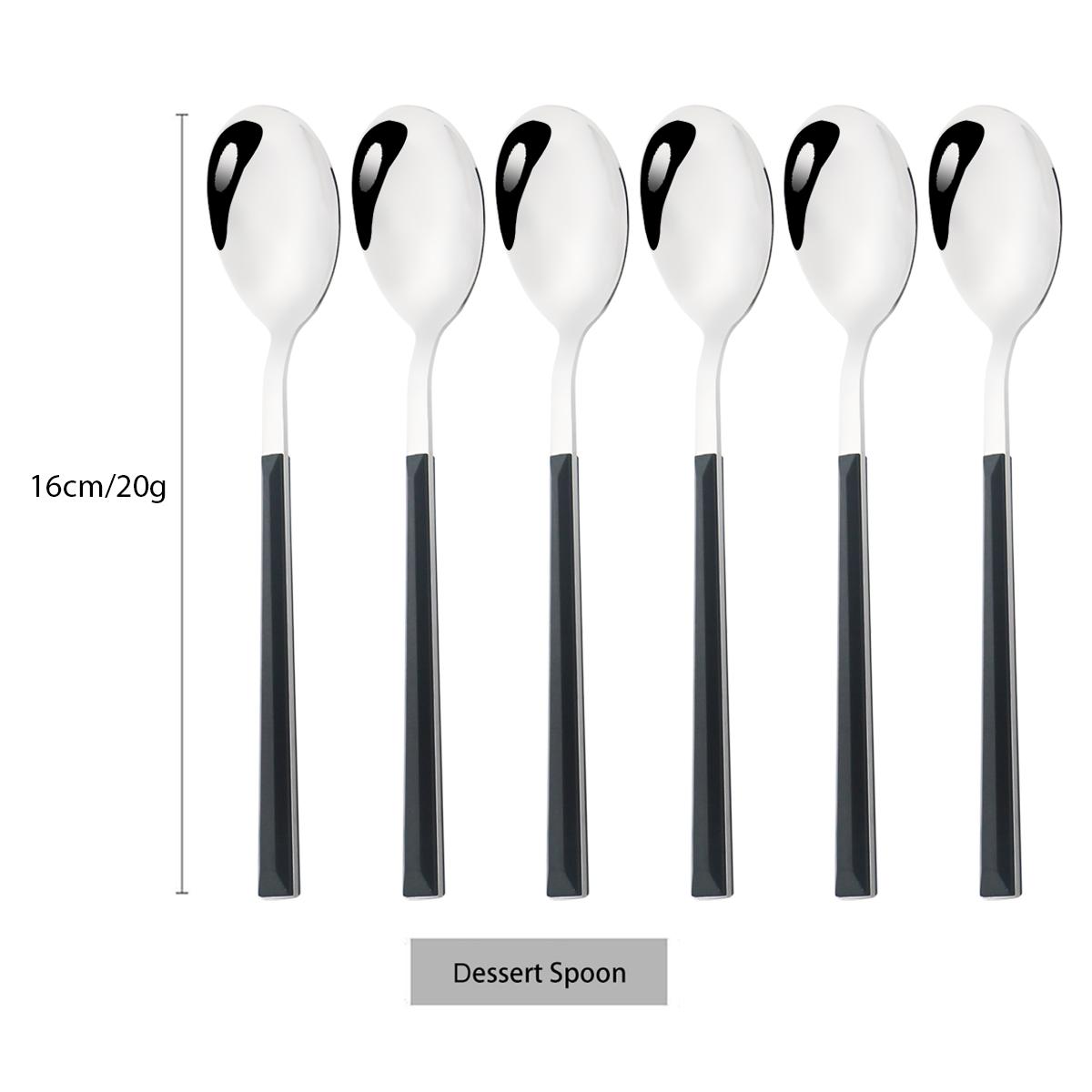 

6 шт. набор столовых приборов с имитацией деревянной ручки, ложка для пустыни, столовая посуда из нержавеющей стали, кофейная чайная ложка, столовое серебро, столовые приборы