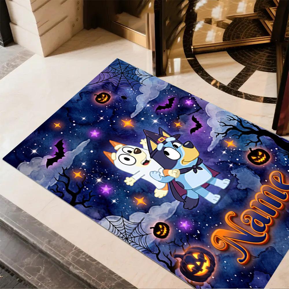 Halloween Night Adventure Customize Text Floor Mat Perfect for Outdoor Game Room Entryway Foyer Anti-slip Rug Office Home Decor