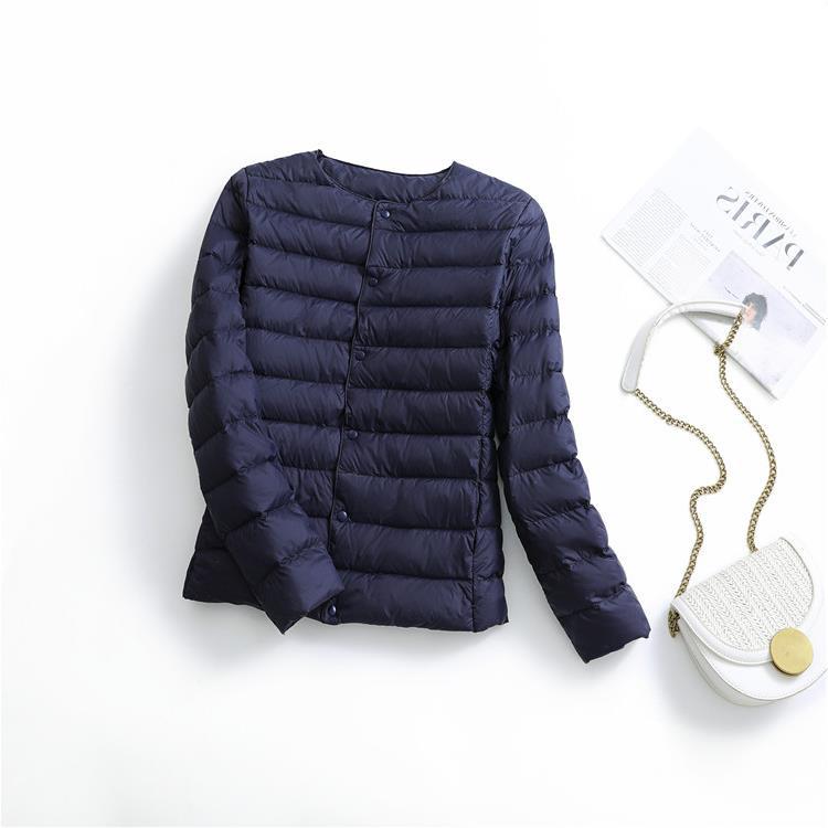 White duck down light down jacket women's winter new slim-fit warm short jacket round neck V-neck inner and outer wear liner