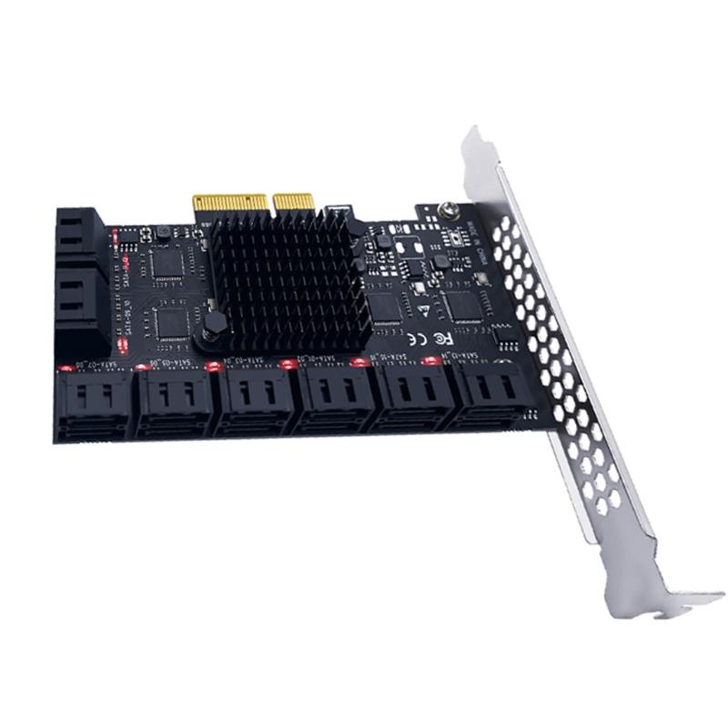 

Карта PCIE PCIe 6 портів 3.0 6G SSD адаптерна карта Підтримка комп’ютерних аксесуарів 16 пристроїв 3.0