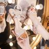 Fashion Crystal High Heels For Women With Transparent French Strappy Design For Summer Wear