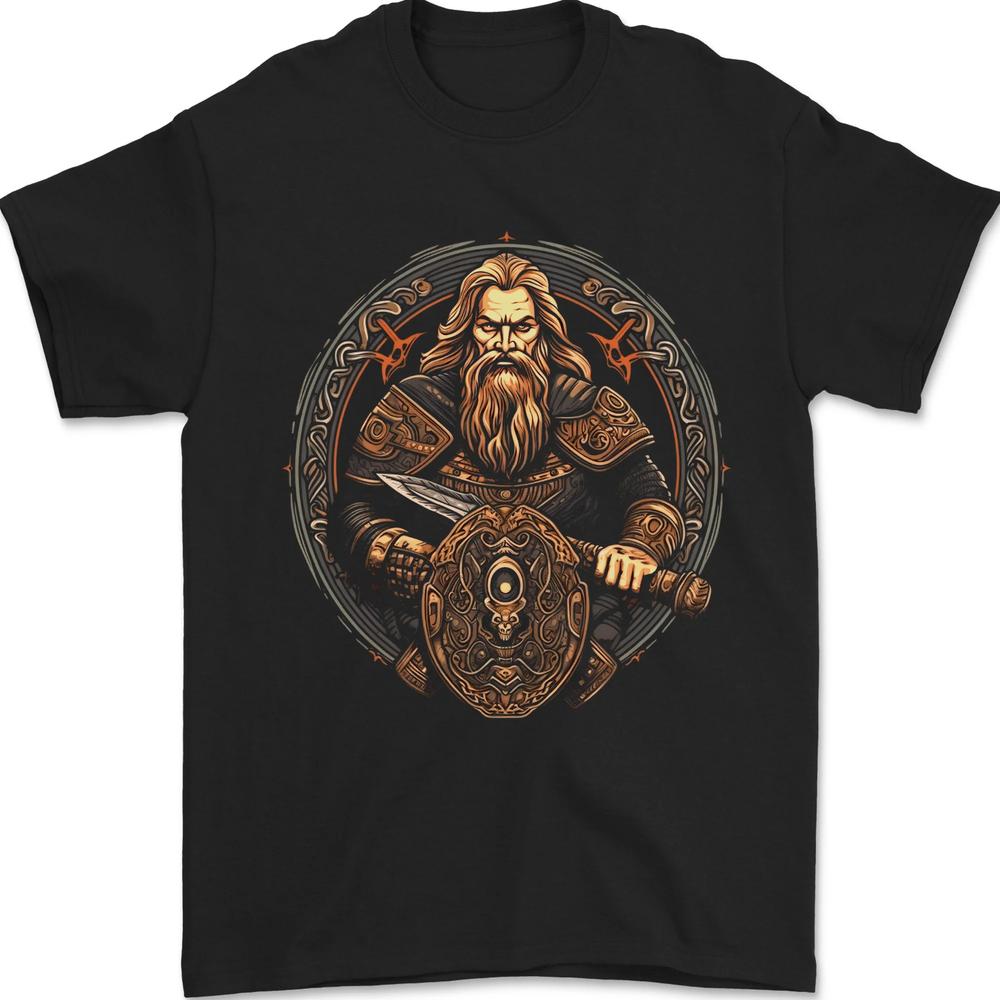 Viking Warrior With Sword and Shield Unisexs TShirt 100 Cotton S