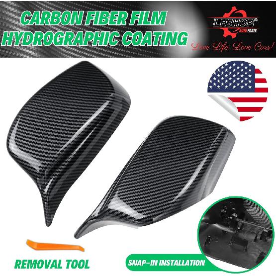 Sport Carbon Fiber Side Mirror Cover Caps Replacement for 2005-2010 BMW 5 Series E60 M5 545i 550i M6 E64 645Ci 630i 650i E63 Accessories Exterior
