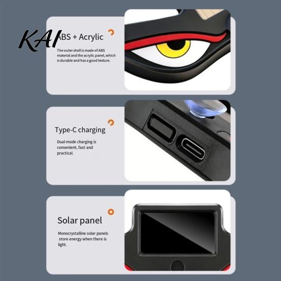 Outdoor Solar Car Lamp Devil Eyes Light Powered LED Dynamic Windshield Ambient USB-C Dual Charging Rechargeable Vehicle with Vibration And Sensor