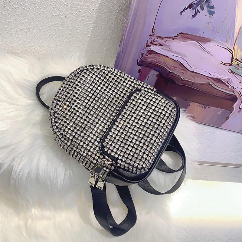 

Exquisite and shiny handmade diamond inlaid high-end backpack, trendy campus style casual backpack, crossbody women s bag