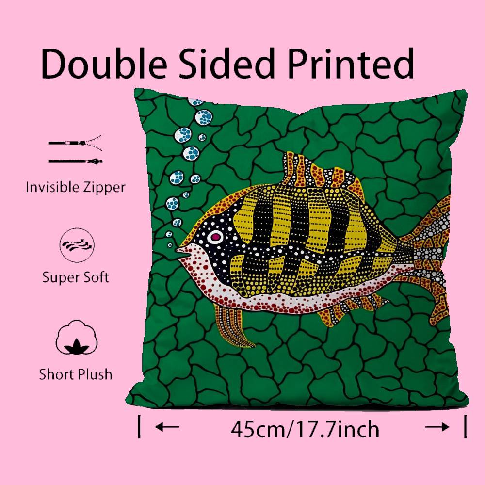 Federa per Cuscino Artistica K-Kusama Yayoi Anti-Acari Cuscino con Cerniera Invisibile Morbido Peluche Corto Copricuscino per Divano