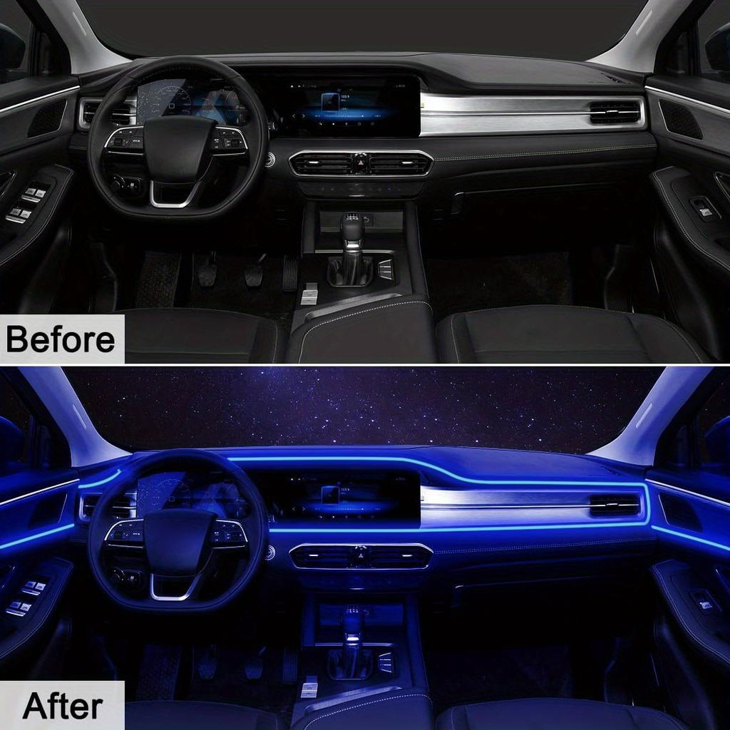 Cold Light EL Wire Interior Car LED Strip Lights, 197 Inch Neon Glowing El Wire Lights Ambient Lighting Kits for Car Decorations