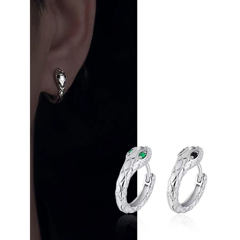 and American Snake-Shaped Earrings Men's and Women's Personalized Light Luxury Simple Style Street Fashion Trendy Ear Buckle Couple Earrings New