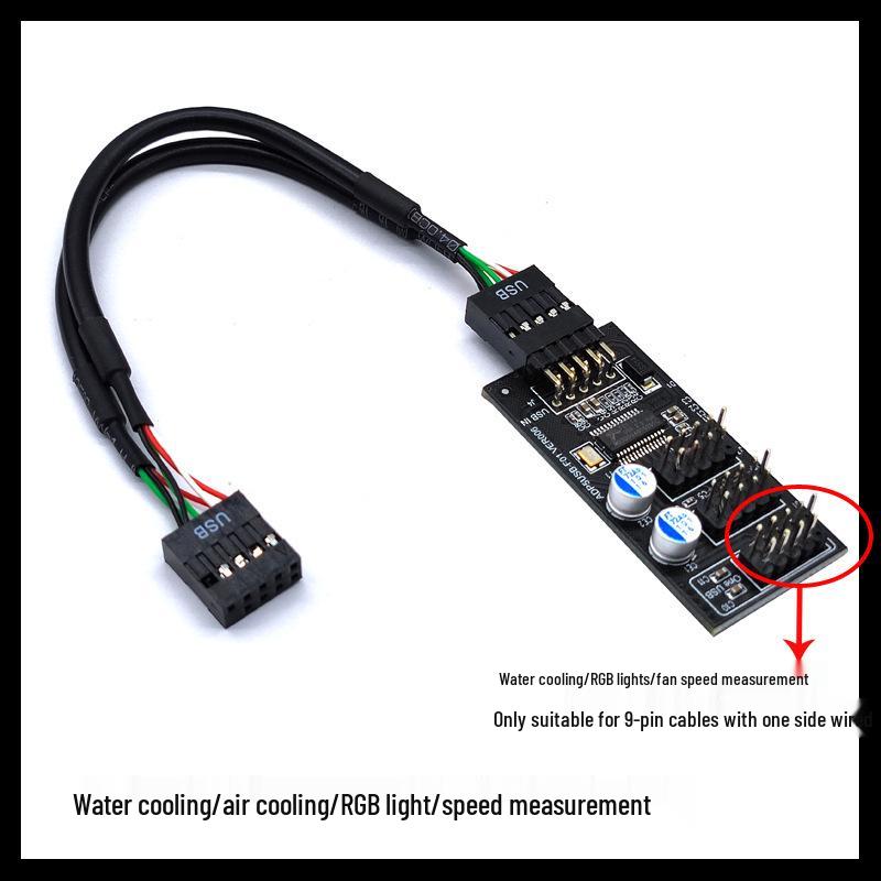 Adaptador DuPont USB 1 a 2 para Placa Base, Interfaz USB 2.0 de 9 Pines a Doble 9 Pines, En Stock