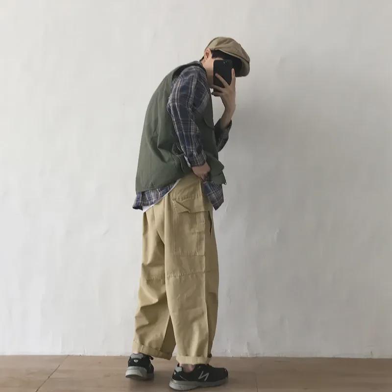 Unisex Japanese Retro Workwear Vest - Autumn Thin, Loose, Multi-Pocket Functional Jacket