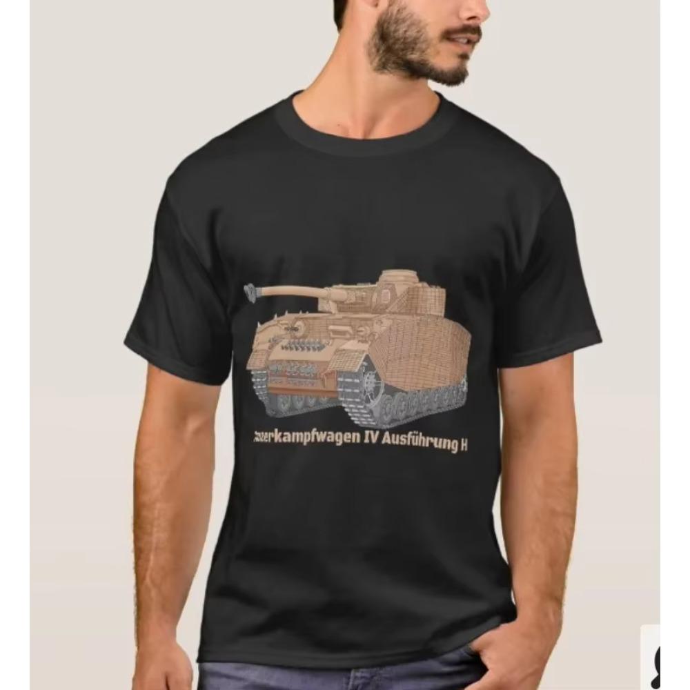 WWII German Army Panzer IV Ausf H Medium Tanks T-Shirt 100% Cotton O-Neck Summer Short Sleeve Casual Mens T-shirt Size S-3XL