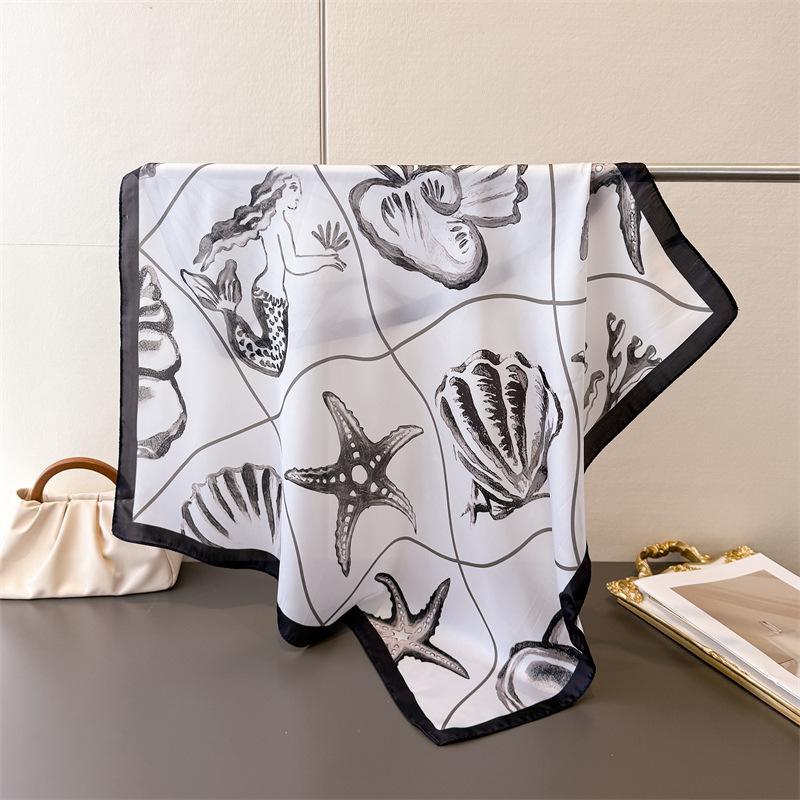 

2026 New Designer 70Cm Square Silk Women s Scarf Spring Summer Satin Scarves Shawl Headband Bandana Hijab Wrap 70x70cm