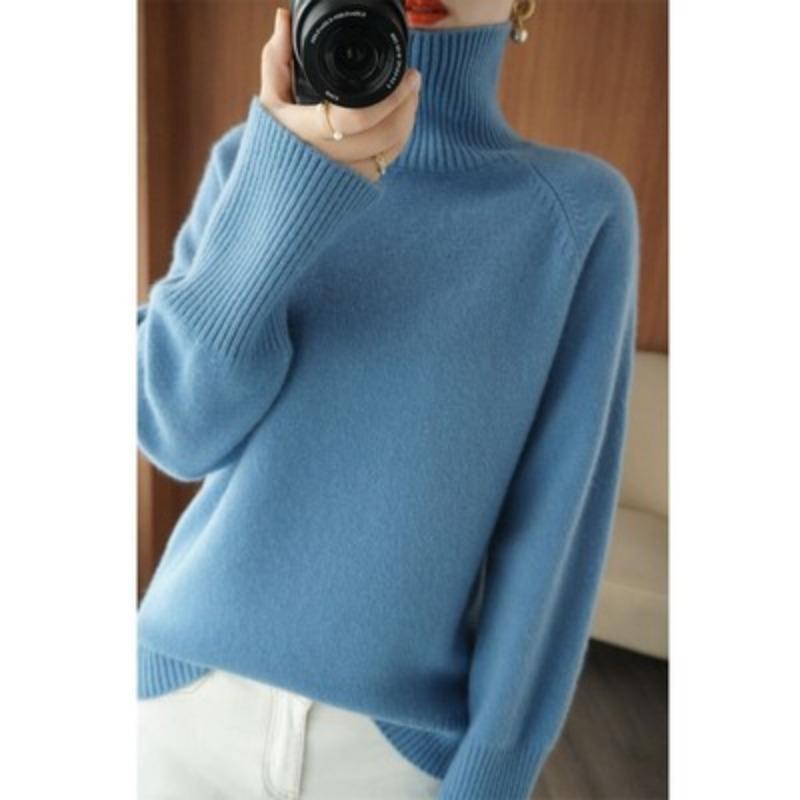 Ретро-свитер с высоким воротом для женщин, осенне-зимний однотонный свитер, вязаные свитера, женская мода, длинный рукав, теплый, свободный, повседневный трикотаж, джемперы 25255 2XL