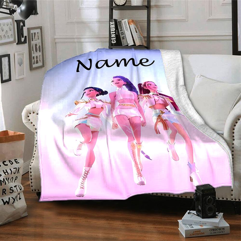 Customizable KPop Demon Hunters31 Throw Blanket – Personalized Name, All-Season Cozy Snug Blanket, Machine Washable, Personalized Blanket