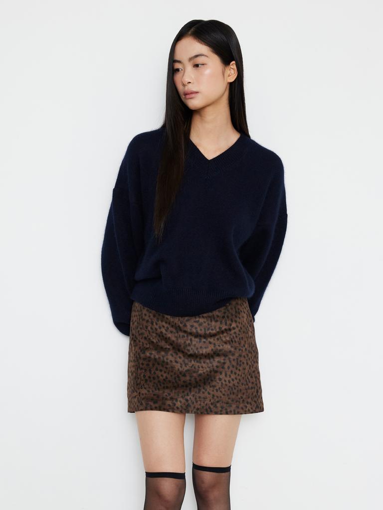 Kelidu Suede Leopard Shorts Skirt Pants