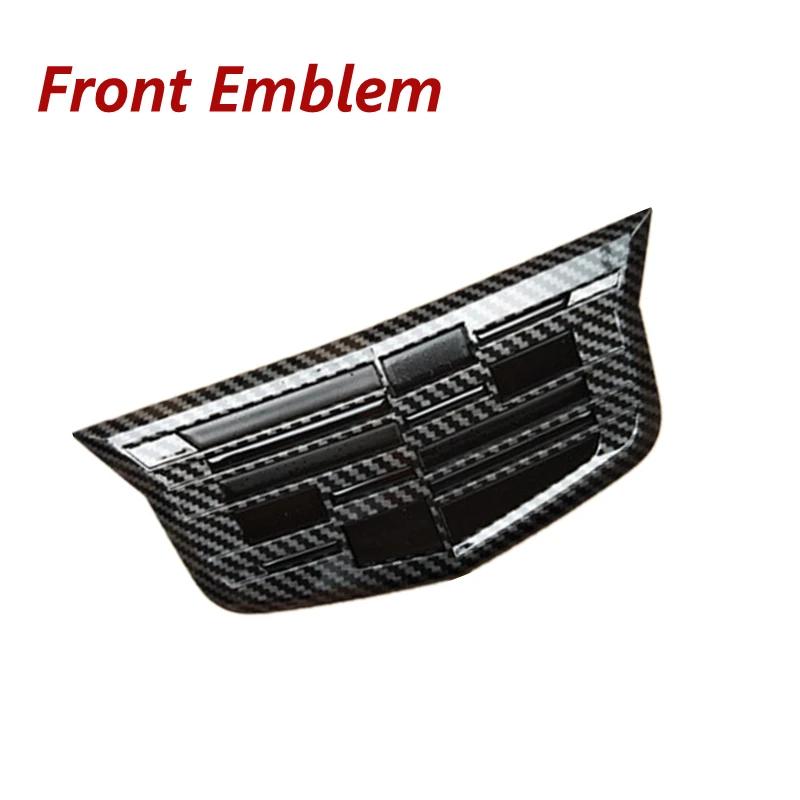 Dla Cadillac XTS XT5 XT6 ATS-L Emblemat z włókna węglowego Grill przedni samochodu Naklejka na tył Akcesoria zewnętrzne do tuningu samochodu