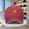 Love Sunflower Distressed Baseball Cap Washed Denim Retro Adjustable Visor Hat Casual Unisex