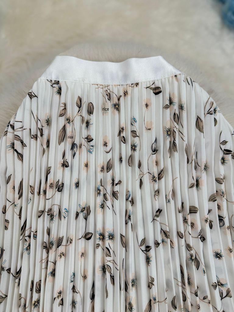 European & South African Cross-border 3D Floral Pleated A-line Midi Skirt for Women