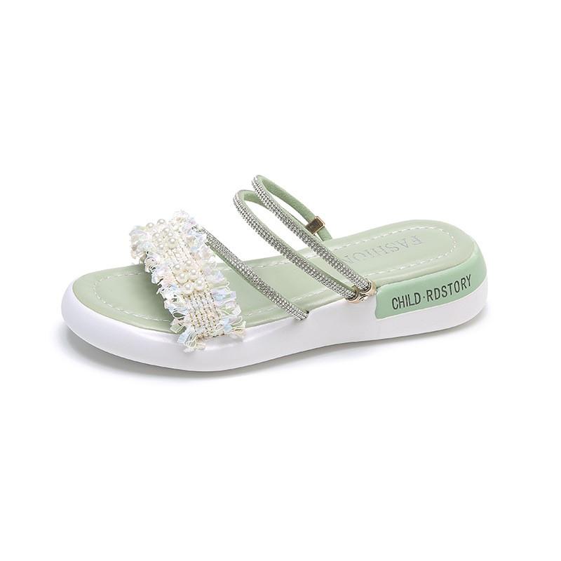 Flat-bottomed Water Diamond Two-wear Sandals for Women, New Summer Style with Flip-flops and Thick-soled Wedge Heels Ladies C513