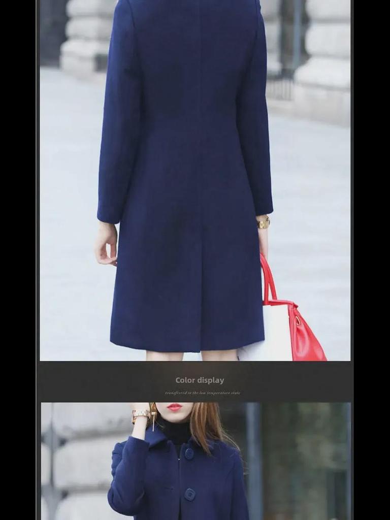 Dámský vlněný kabát střihu Hepburn na podzim/zimu 2025, slim fit, velká velikost