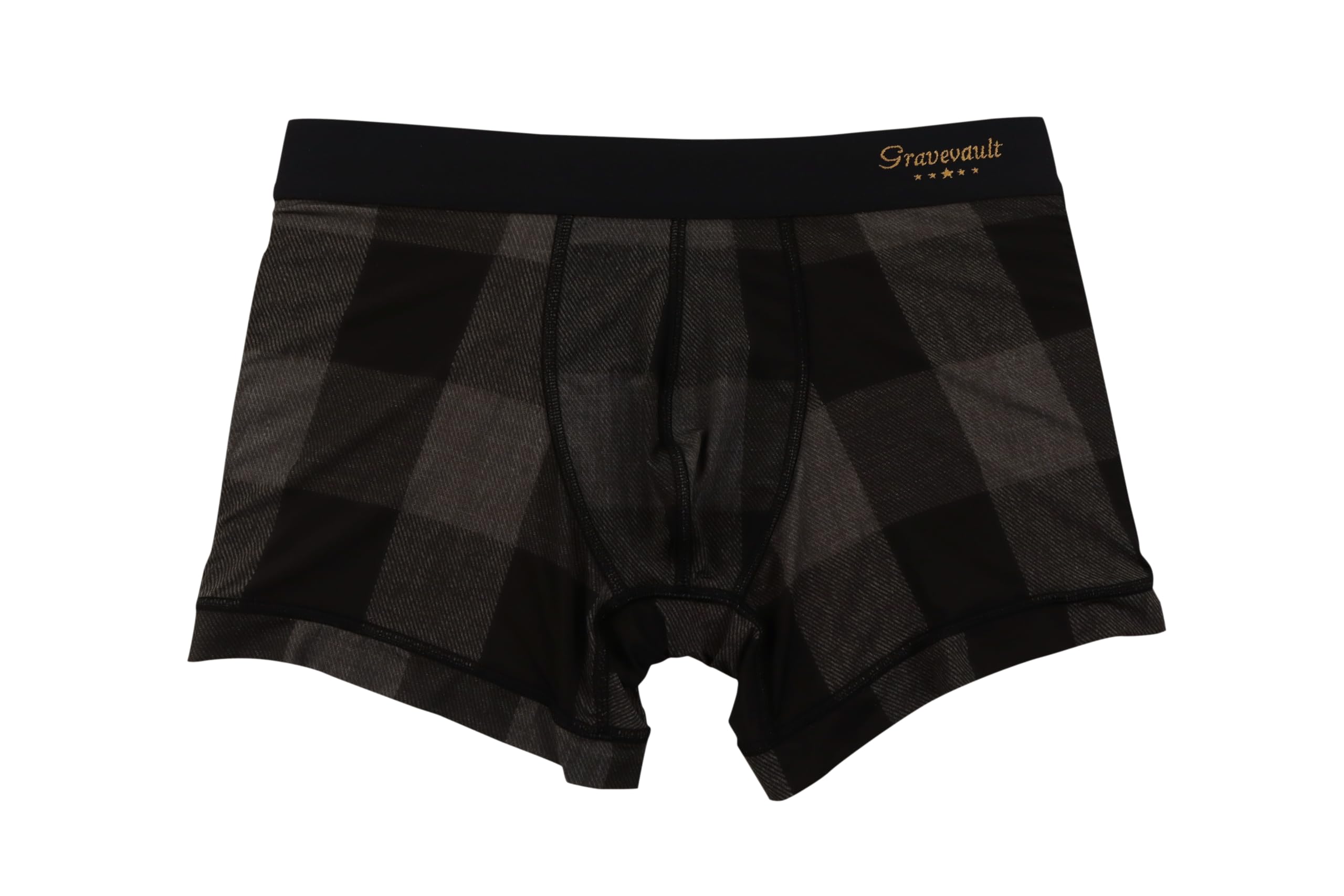 

Grave Vault Buffalo Check Short Boxer Black Men s Briefs, чорний