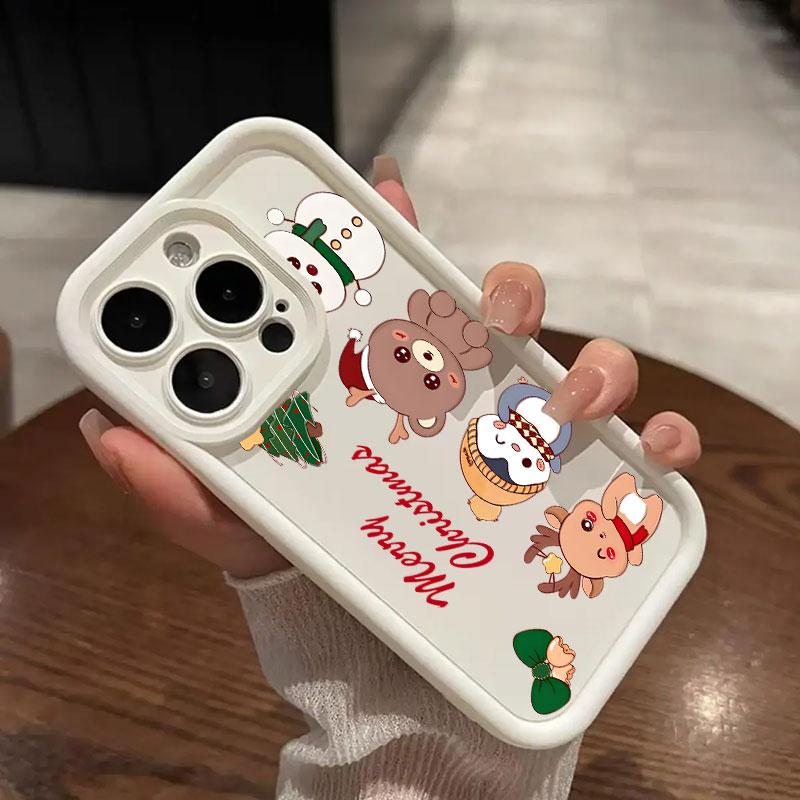 Coque For Iphone 15 13 17 16 Case Christmas Snowman Elk Cute For IPhone 17Air 11 13 12 16 Pro Max 14 Plus Shockproof Phone Cover