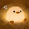 Cute Bean Duck Led Night Light, Rechargeable Cartoon Silicone Bedroom Light, Touch Sensor Timing Bedside Lamp For Kids Gift