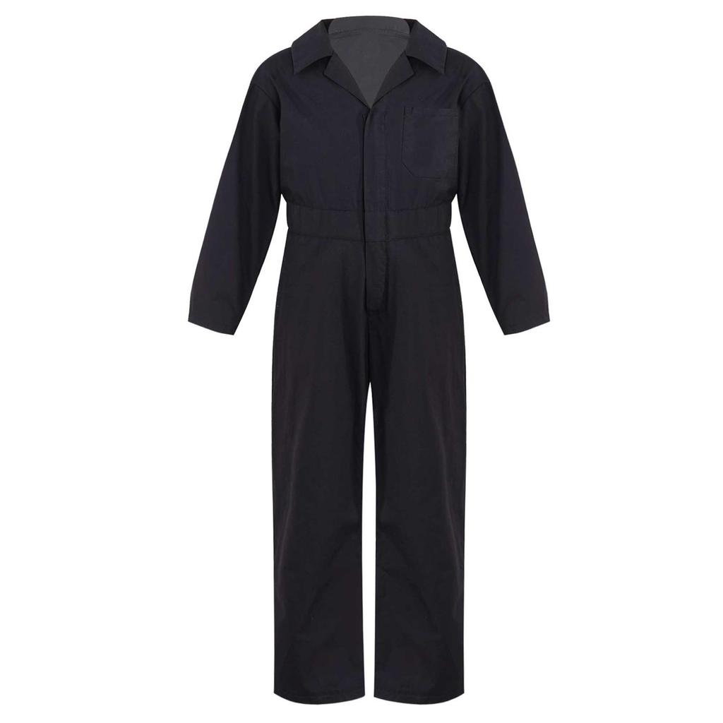 Kids Boys Fashion Mechanic Coveralls Long Sleeve Turndown Collar Zipper Front Jumpsuit Halloween Cosplay Costume