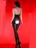 Sexy Halter Jumpsuit 5D Oil Shiny Women'S Bodysuit Sheer Transparent Open Crotch Tights Woman Exotic Leotard Shaping