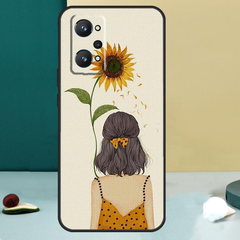 Beauty Yellow Sunflower For Realme 11 10 12 13 14 Pro Plus GT 7 6 5 Pro GT 6T C67 C61 C53 C51 C21Y C25S C75 C55 Case