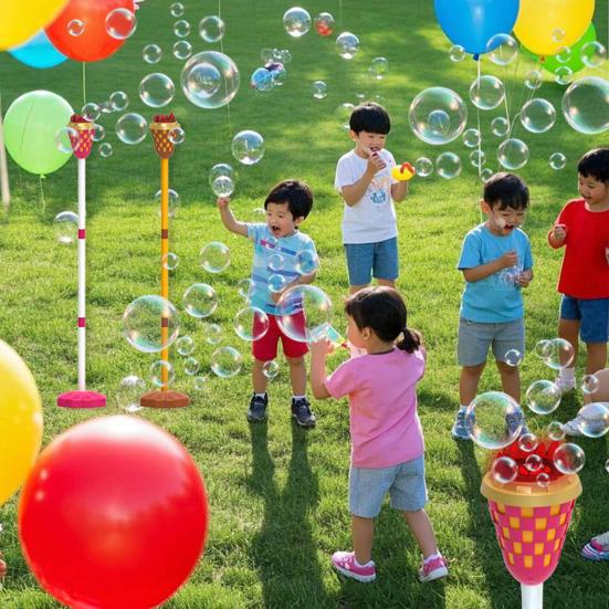 Bubble Machine with Light And Music Automatic Standing Bubble Maker 46.5 Inch Height Adjustable LED Colorful Lighting Party Toy