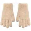 Knitted gloves, women's autumn and winter warm outdoor cycling cold-proof double-layer velvet thickened, touch screen gloves