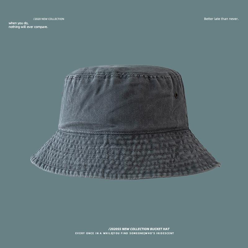 Washed denim bucket hat sun hat women's fashion spring and summer sun protection outdoor face small big brim tide basin hat