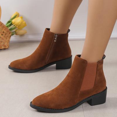 Women's Autumn and Winter Fashion Low Top High Heel Boots Temperament Women's Solid Slope Heel Snow Boots