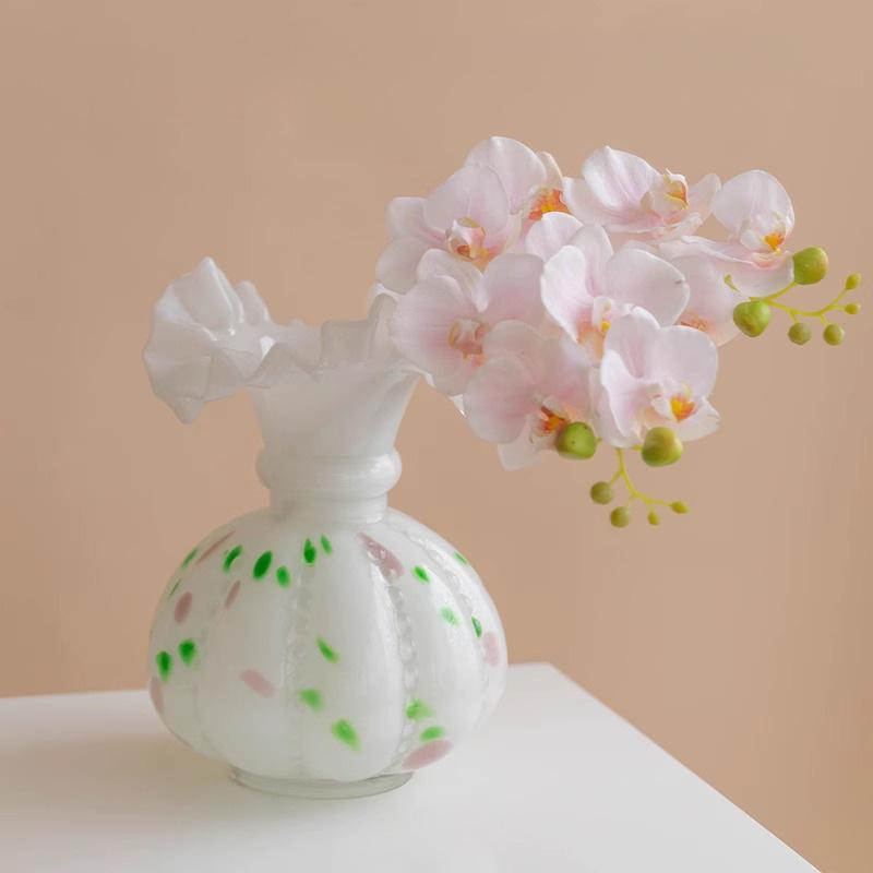 Handmade Colorful Glass Basket Vase Modern Minimalist Decor for Living Room Table Water Cultivation