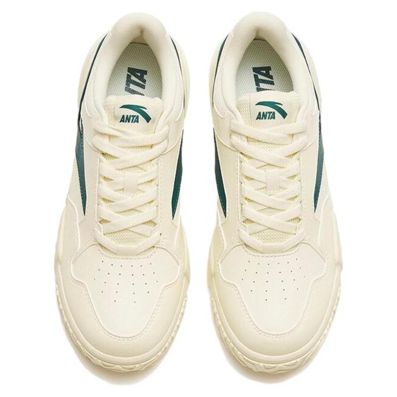 Anta Anti Slip Wear Resistant Low Top Skateboard Shoes Men's White Green Sneakers 912318094-1