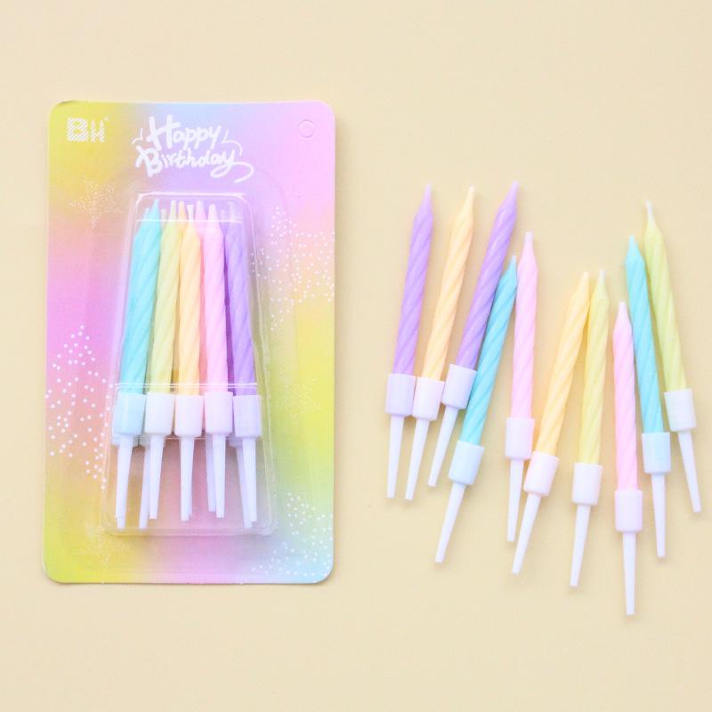 New Birthday Cake Colorful Threaded Candles Creative Children's Party Colorful Mixed 10 Small Candles