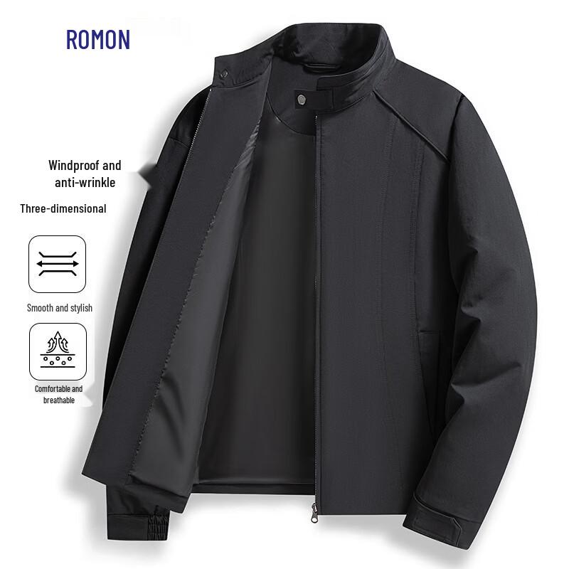 Romon Men s Anti-Wrinkle Stand-Collar Business Casual Jacket M