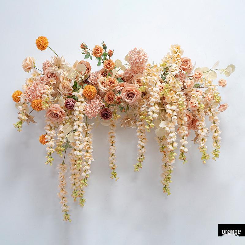 Golden Shower Flower Row Wedding Arch - Outdoor Wall Hanging Decoration