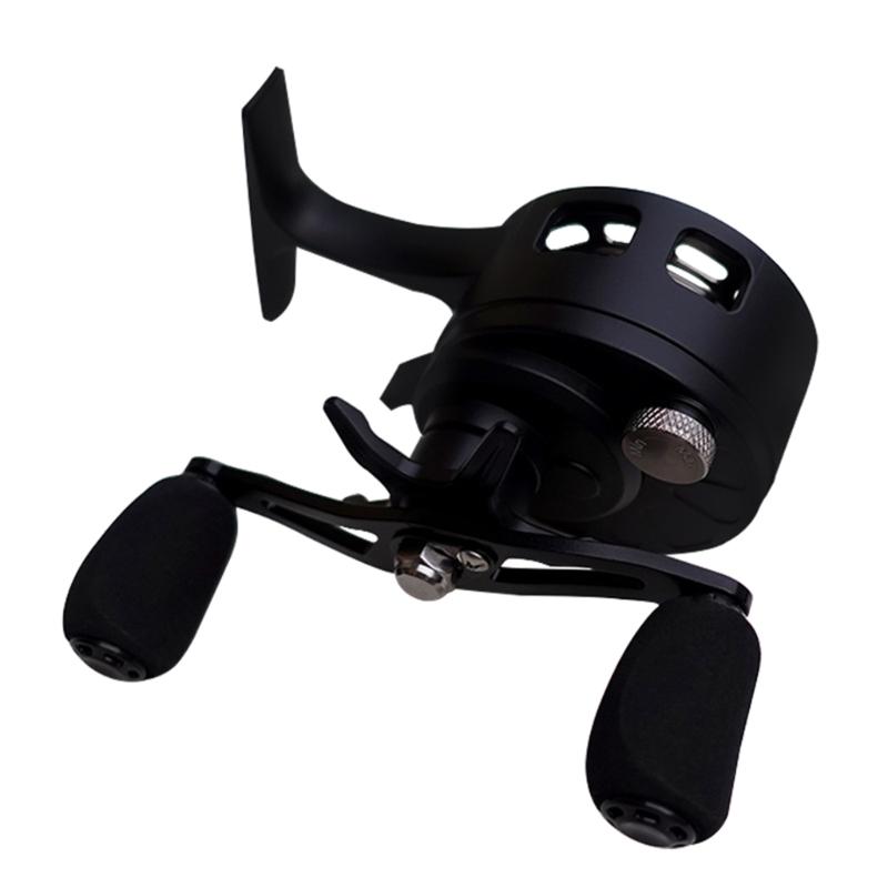 Angelausrüstung Inline Eisangelrolle mit Metallspule und 3+1 Kugellagern Inline Freilauf Eisangelrolle mit großer Spule