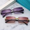 Retro Women Sunglasses Brand Designer Fashion Rimless Gradient Sun Glasses Shades Lady Cutting Lens Ladies Frameless Eyeglasses
