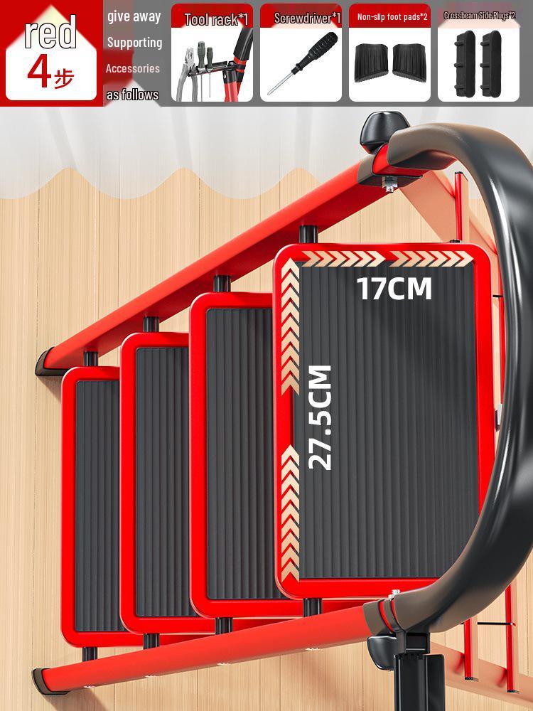 Four-Step Folding Telescopic A-Frame Ladder for Indoor Use