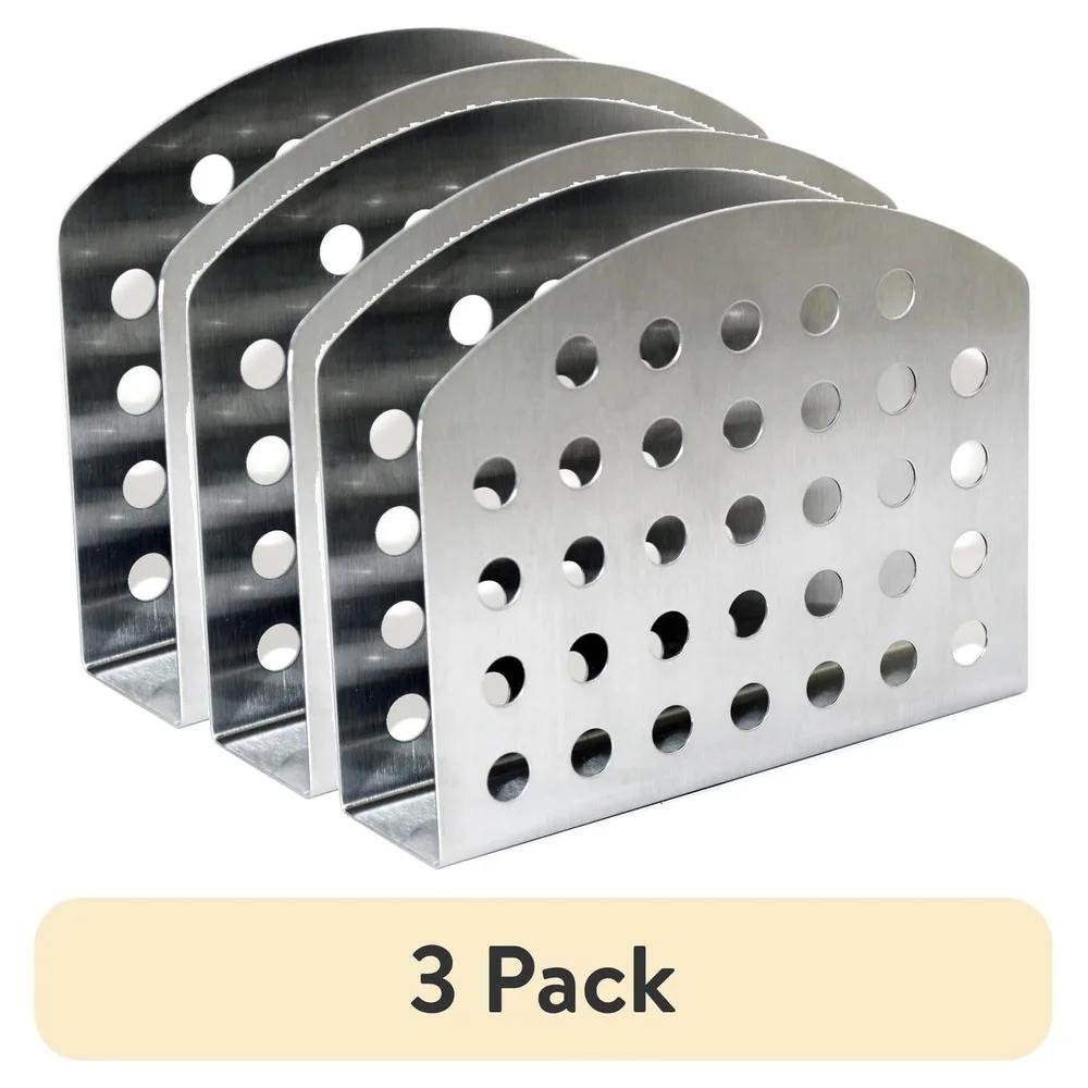 3 Pack Stainless Steel Slim Napkin Holder Durable Weighted Design Kitchen Table Organizer Fingerprint Resistant Easy Clean