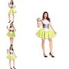 Elegant Bavarian Dirndl Costume For Oktoberfest With Off Shoulder Puff Sleeves And Floral Pattern