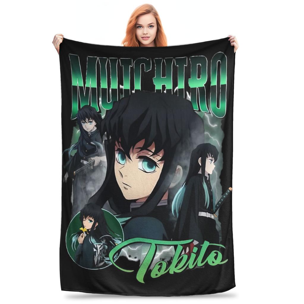Super Soft Slayers Kimetsu Yaiba Manga Throw Blanket Premium Fleece Lightweight Bed Blanket Cozy Plush Blankets All Season Use